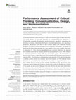 Research paper thumbnail of Performance Assessment of Critical Thinking: Conceptualization, Design, and Implementation