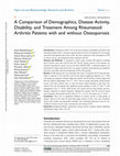 Research paper thumbnail of A Comparison of Demographics, Disease Activity, Disability, and Treatment Among Rheumatoid Arthritis Patients with and without Osteoporosis