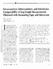 Research paper thumbnail of Intraexaminer, Interexaminer, and Interdevice Comparability of Leg Length Measurements Obtained with Measuring Tape and Metrecom