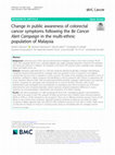 Research paper thumbnail of Change in public awareness of colorectal cancer symptoms following the Be Cancer Alert Campaign in the multi-ethnic population of Malaysia