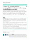 Research paper thumbnail of Creation of a pandemic memory by tracing COVID-19 infections and immunity in Luxembourg (CON-VINCE)