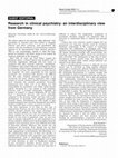 Research paper thumbnail of Research in clinical psychiatry: an interdisciplinary view from Germany