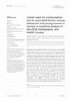 Research paper thumbnail of Unmet need for contraception and its associated factors among adolescent and young women in Guinea: A multilevel analysis of the 2018 Demographic and Health Surveys