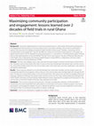 Research paper thumbnail of Maximizing community participation and engagement: lessons learned over 2 decades of field trials in rural Ghana