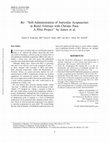 Research paper thumbnail of Re: “Self-Administration of Auricular Acupuncture in Rural Veterans with Chronic Pain: A Pilot Project” by James et al