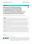 Research paper thumbnail of Effectiveness of blended pedagogy for radiographic interpretation skills in operative dentistry - a comparison of test scores and student experiences at an undergraduate dental school in Pakistan