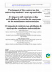 Research paper thumbnail of The impact of the context on the university students' start-up activities El impacto del contexto en las actividades de creación de empresas de los estudiantes universitarios O impacto do contexto nas atividades de start-up dos estudantes universitários