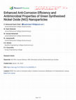 Research paper thumbnail of Enhanced Anti-Corrosion Efficiency and Antimicrobial Properties of Green Synthesised Nickel Oxide (NiO) Nanoparticles