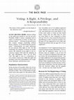 Research paper thumbnail of Voting: A Right, A Privilege, and A Responsibility