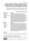 Research paper thumbnail of Gestión del conflicto trabajo cuidados en el ámbito científico académico