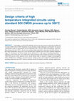 Research paper thumbnail of Design criteria of high temperature integrated circuits using standard SOI CMOS process up to 300°C