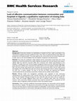 Research paper thumbnail of Lack of effective communication between communities and hospitals in Uganda: a qualitative exploration of missing links