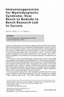 Research paper thumbnail of Immunosuppression for Myelodysplastic Syndrome: Association between a Score Based on Presenting Features and Long-Term Survival