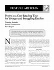 Research paper thumbnail of Poetry as a Core Reading Text for Younger and Struggling Readers