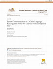 Research paper thumbnail of Parent Communication in a Whole Language Kindergarten: What We Learned from a Busy First Year