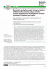 Research paper thumbnail of Genotypic and phenotypic characterization of &lt;i&gt;Salmonella enterica&lt;/i&gt; subsp. &lt;i&gt;enterica&lt;/i&gt; serovar Typhimurium monophasic variants isolated in Thailand and Japan