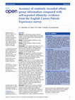 Research paper thumbnail of Accuracy of routinely recorded ethnic group information compared with self-reported ethnicity: evidence from the English Cancer Patient Experience survey