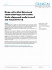 Research paper thumbnail of Binge eating disorder among obese/overweight in Pakistan: Under-diagnosed, undertreated and misunderstood