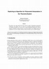 Research paper thumbnail of Exploring an Algorithm for Polynomial Interpolation in the Theorema System