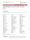 Research paper thumbnail of Acknowledgement of manuscript reviewers 2015