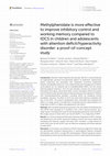 Research paper thumbnail of Methylphenidate is more effective to improve inhibitory control and working memory compared to tDCS in children and adolescents with attention deficit/hyperactivity disorder: a proof-of-concept study