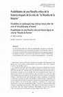 Research paper thumbnail of Posibilidades de una filosofía crítica de la historia después de la crisis de “la filosofía de la historia”