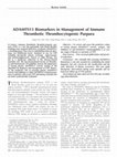 Research paper thumbnail of ADAMTS13 Biomarkers in Management of Immune Thrombotic Thrombocytopenic Purpura