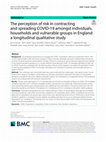 Research paper thumbnail of The perception of risk in contracting and spreading COVID-19 amongst individuals, households and vulnerable groups in England: a longitudinal qualitative study