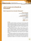 Research paper thumbnail of Qué se espera de la filosofía de universidad