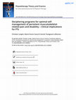 Research paper thumbnail of Deciphering programs for optimal self-management of persistent musculoskeletal-related pain and disability – Clinical implications for PTs