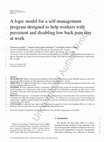 Research paper thumbnail of A logic model for a self-management program designed to help workers with persistent and disabling low back pain stay at work