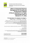 Research paper thumbnail of Effect of Integrated Nutrient Management on Growth and Productivity of Wheat (Triticum aestivum L.) in Typic Ustochrepts Soils of Western U. P., India