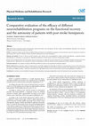 Research paper thumbnail of Comparative evaluation of the efficacy of different neurorehabilitation programs on the functional recovery and the autonomy of patients with post stroke hemiparesis