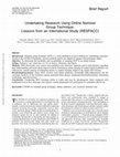 Research paper thumbnail of Undertaking Research Using Online Nominal Group Technique: Lessons from an International Study (RESPACC)