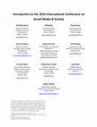 Research paper thumbnail of Introduction to the 2019 International Conference on Social Media & Society