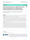 Research paper thumbnail of Early clinical exposure as a highly interesting educational program for undergraduate medical students: an interventional study