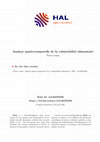 Research paper thumbnail of Analyse spatio-temporelle de la vulnérabilité alimentaire