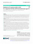 Research paper thumbnail of Deletion of 2 amino acids in IHH in a Japanese family with brachydactyly type A1