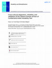 Research paper thumbnail of Cross-cultural adaptation, reliability, and validation of the Taiwan-Chinese version of Cumberland Ankle Instability Tool