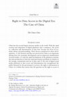 Research paper thumbnail of Right to Data Access in the Digital Era: The Case of China