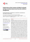 Research paper thumbnail of Exploration of the Content of Public Facebook Groups of Autism Spectrum Disorder (ASD) in Bangladesh