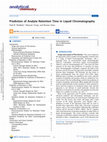 Research paper thumbnail of Prediction of Analyte Retention Time in Liquid Chromatography