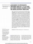 Research paper thumbnail of Assessment of orthodontic treatment need in 11- to 20-year-old urban Iranian children using the Dental Aesthetic Index (DAI)