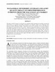 Research paper thumbnail of Managerial Ownership, Leverage and Audit Quality Impact on Firm Performance: Evidence from the Malaysian ACE Market