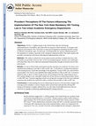 Research paper thumbnail of Providers' Perceptions of the Factors Influencing the Implementation of the New York State Mandatory HIV Testing Law in Two Urban Academic Emergency Departments