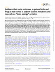 Research paper thumbnail of Evidence that toxin resistance in poison birds and frogs is not rooted in sodium channel mutations and may rely on “toxin sponge” proteins