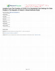 Research paper thumbnail of Insights From The Frontline of COVID-19 in Residential Care Settings for Older People in The Republic of Ireland: A Mixed Methods Study