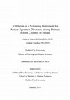 Research paper thumbnail of Validation of a screening instrument for autism spectrum disorders among primary school children in Ireland