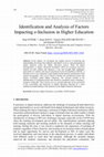 Research paper thumbnail of Identification and Analysis of Factors Impacting e-Inclusion in Higher Education