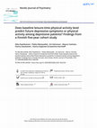 Research paper thumbnail of Does baseline leisure-time physical activity level predict future depressive symptoms or physical activity among depressive patients? Findings from a Finnish five-year cohort study